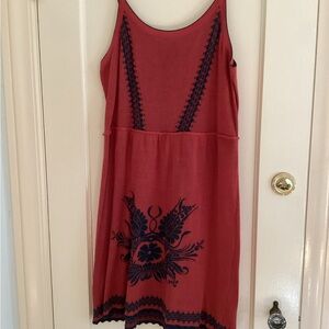 Peruvian Connection Scarlet Mini Dress with Midnight Accents
